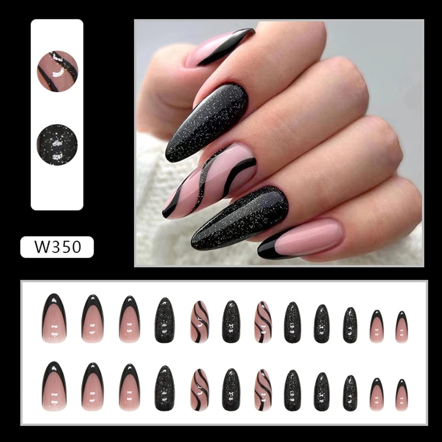 Black Press on Nails