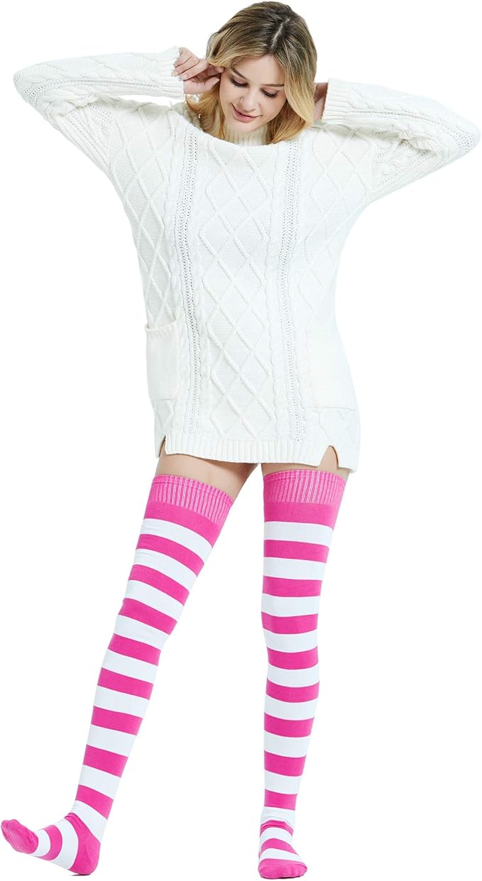 Stripe Thigh High Socks
