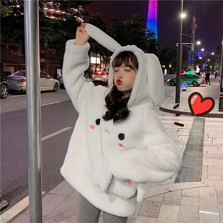 Bunny Ears Embroidery Crossbody Bag Hoodie Sweatshirt