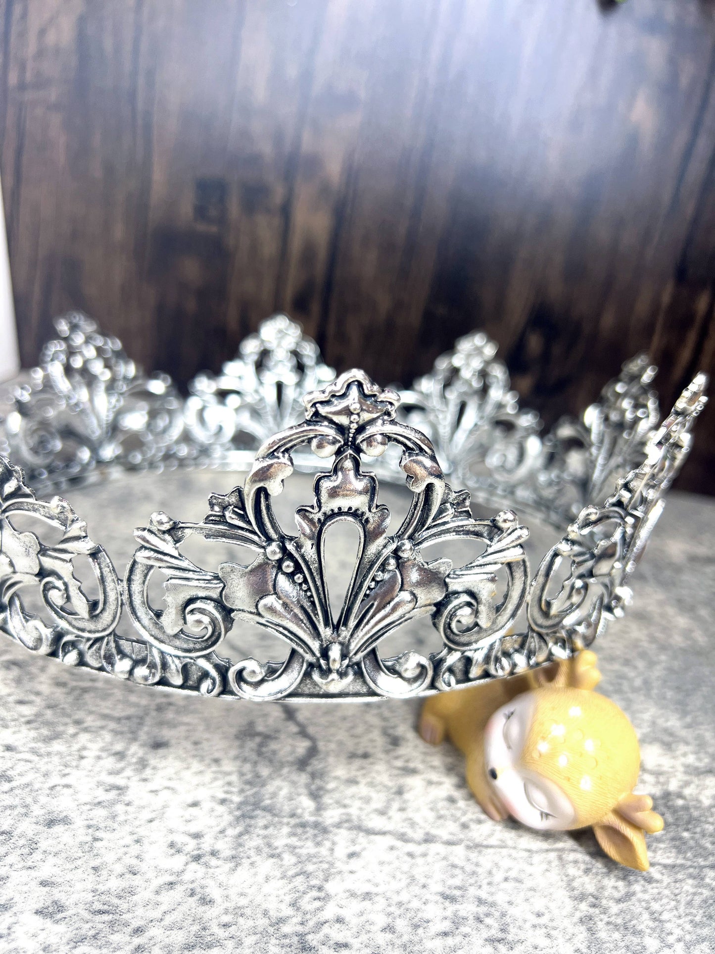 Men Fleur De Lis Full King Silver Crown, 24 Inches, Size XXL