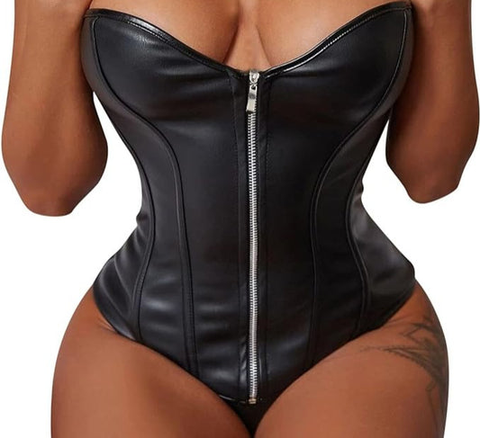 Faux Leather Corset/Thong
