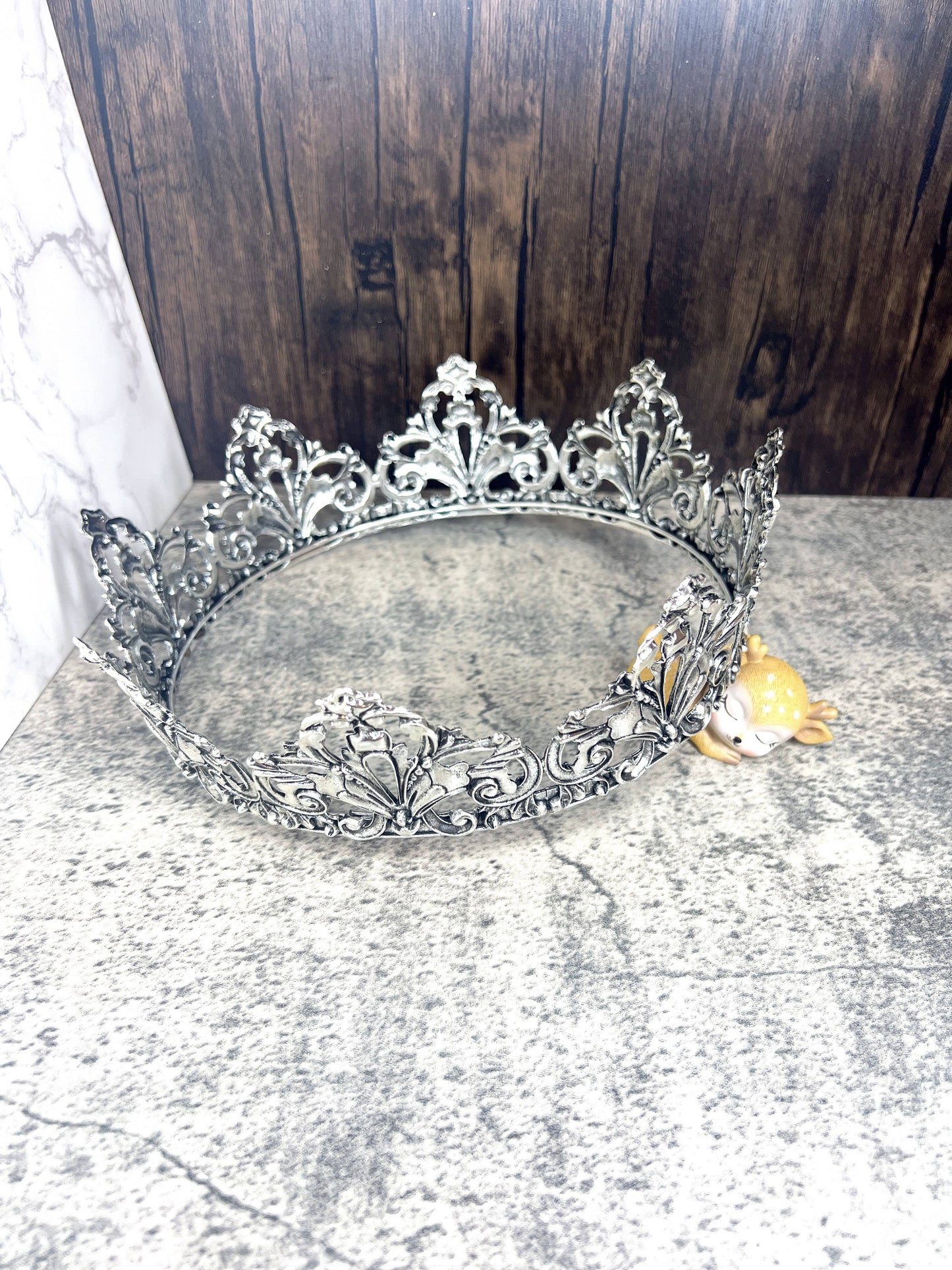 Men Fleur De Lis Full King Silver Crown, 24 Inches, Size XXL