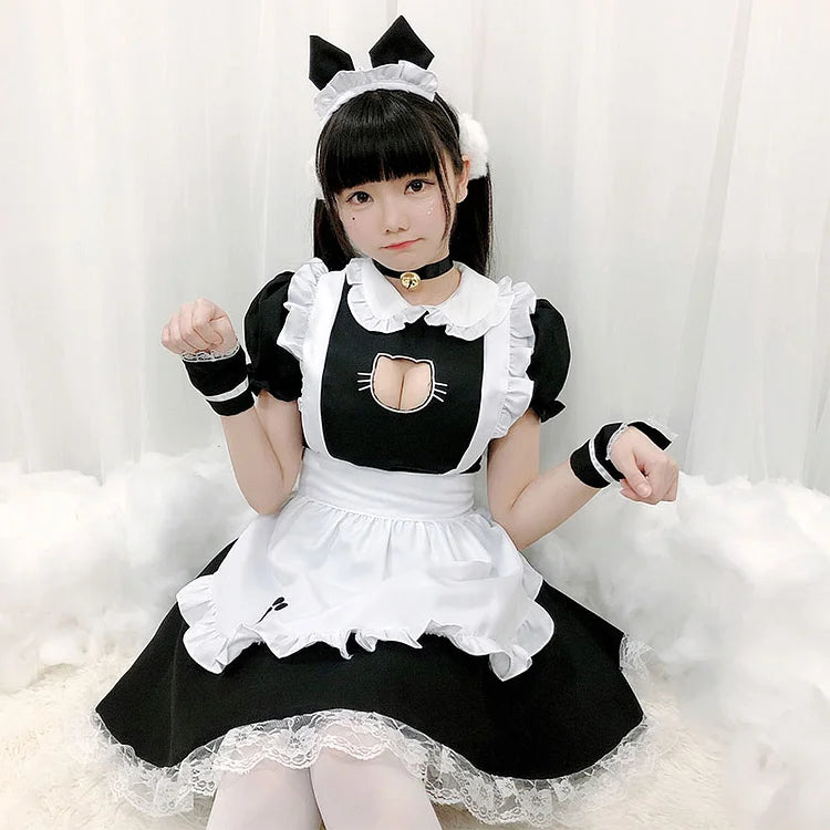 Cosplay Kitty Lolita Hollow Maid Ruffle Costume Dress