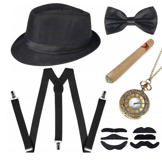 flapper kit-Men (hat, bow, faux cigar, suspenders, m