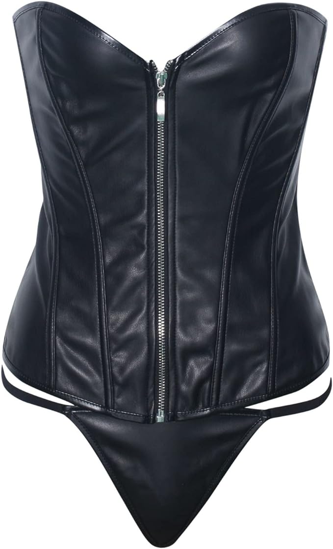 Faux Leather Corset/Thong