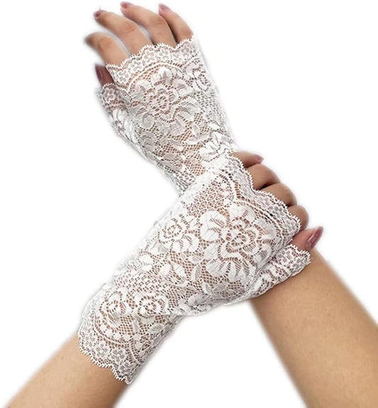 Lace Gloves Fingerless Floral Gloves