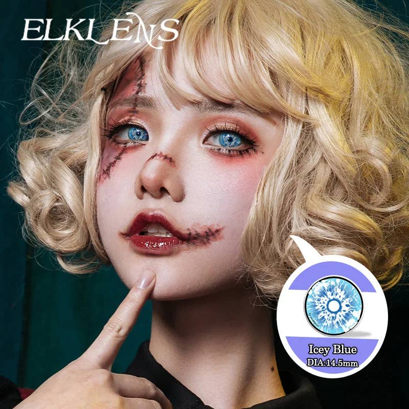 Halloween Costumes Pure Blue Contact Lenses Cosplay  | 1Year