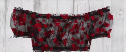 Red & Black Sheer Floral Top (4XL)