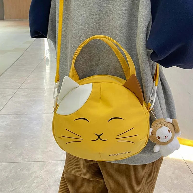 Lovely Kitty Print Colorblock Crossbody Bag