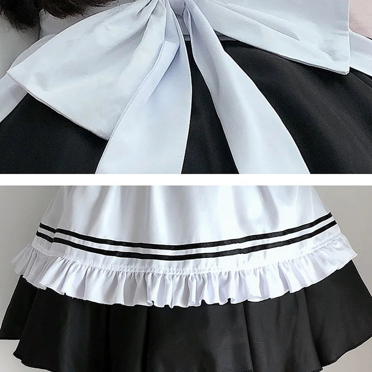 Cosplay Bow Tie Lolita Maid Ruffle Costume Dress