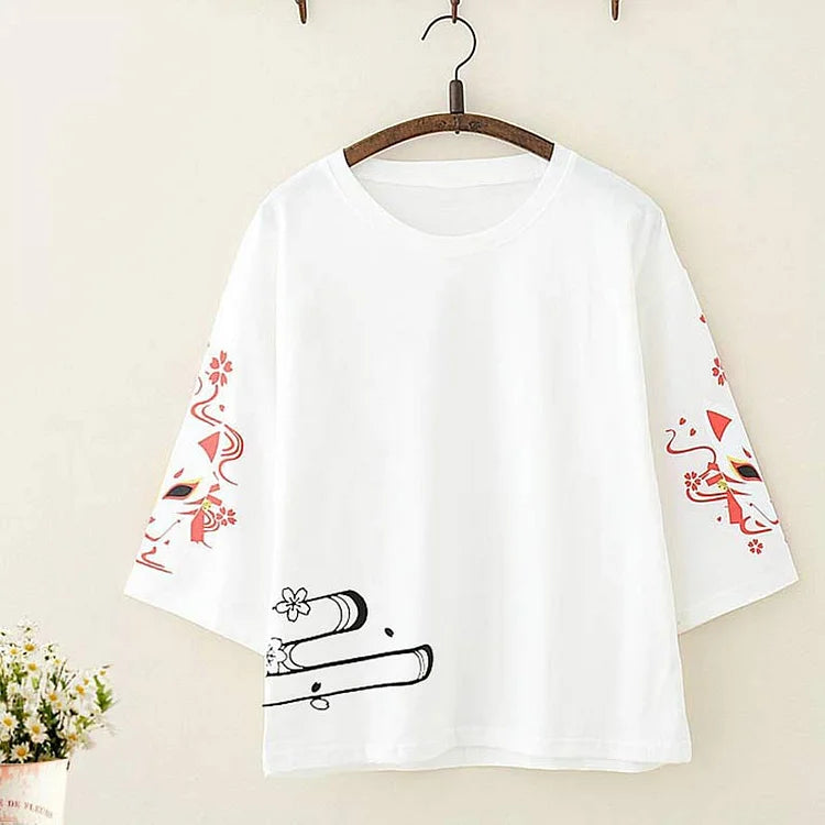 Cute Fox Print Loose T-Shirt