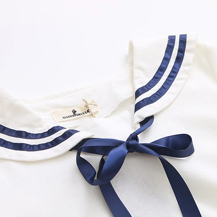 Sailor Collar Bow Decor Loose Dress
