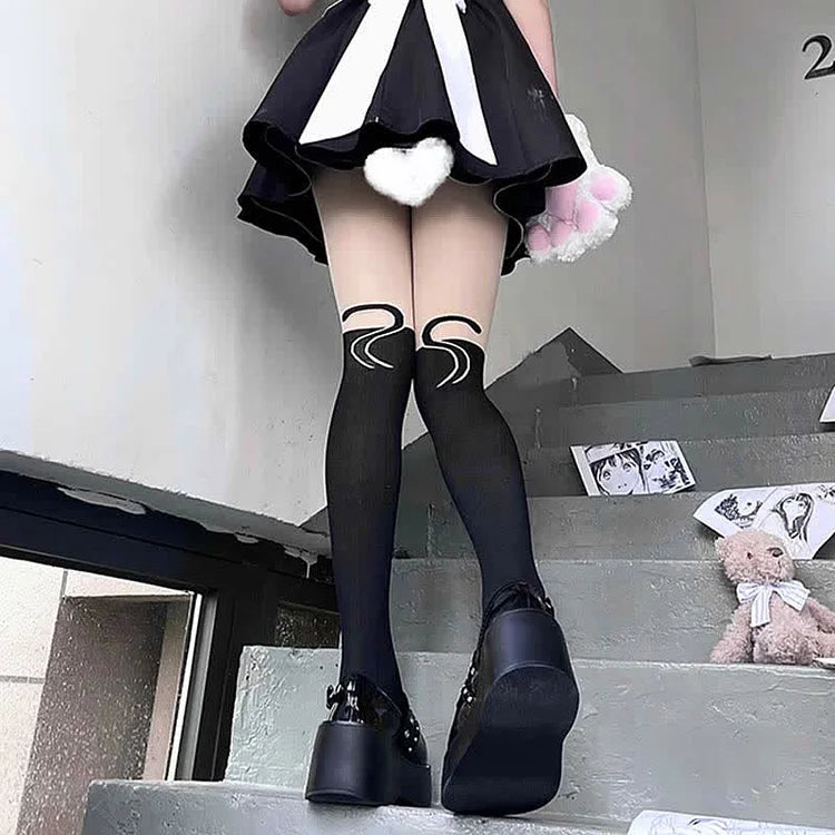Cute Cartoon Kitty Print Lolita Stockings Tights