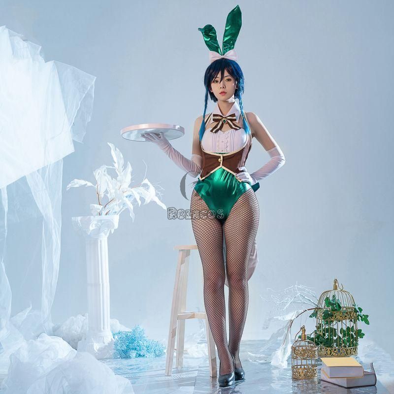 Genshin Impact Venti Fanart Bunny Girl Cosplay Costume