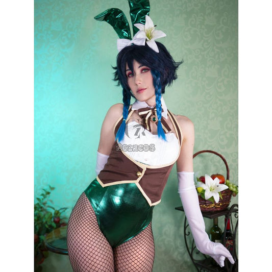 Genshin Impact Venti Fanart Bunny Girl Cosplay Costume