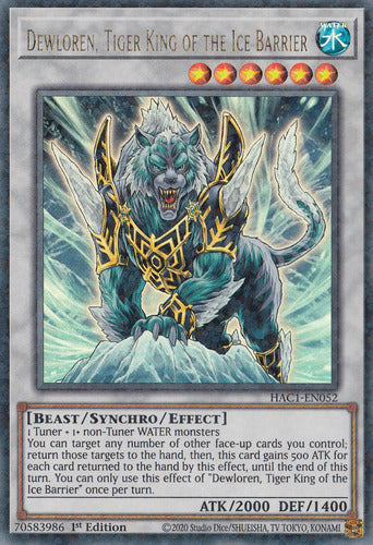 Dewloren, Tiger King of the Ice Barrier HAC1-EN052 (Duel Terminal Ultra Parallel Rare) Mint
